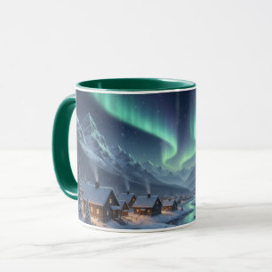 Taza Combinación de pueblo nevado Aurora Borealis