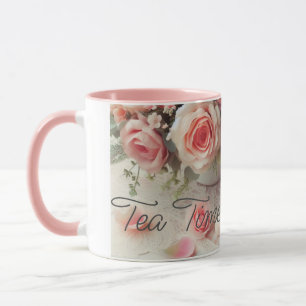 Taza Combinación de rosas rosadas bonitas 