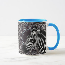 Taza combinada azul clara del arte de la cebra