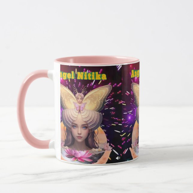 taza combinada colorida, tazón de diseño digital 3 (Izquierda)