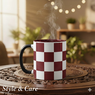Taza combinada de 11 oz con patrón de cuadrado gra