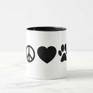Taza combinada de 11 oz Peace, Love & Dogs