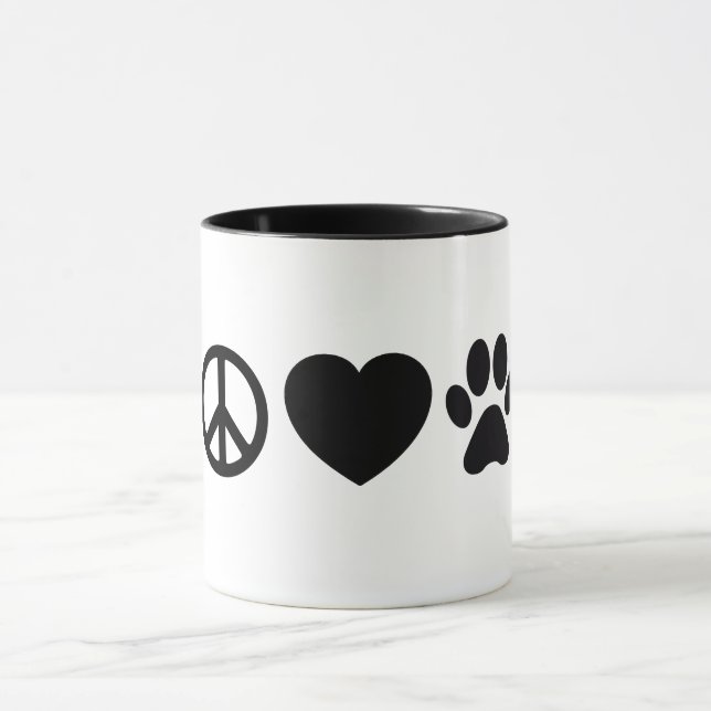 Taza combinada de 11 oz Peace, Love & Dogs (Centro)