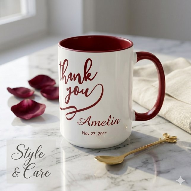 Taza Combinada de 450 ml con Agradecimiento Elegan (Stylish Thank You 15 oz Combo Mug for Gifting)