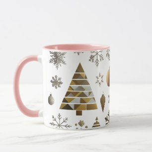 Taza combinada de árbol geométrico mosaico de oro