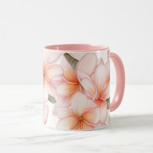 Taza combinada de cerámica rosa frangipani