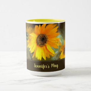 Taza combinada de encargo del girasol