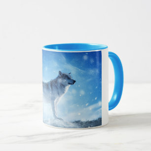 Taza combinada del lobo azul de la nieve