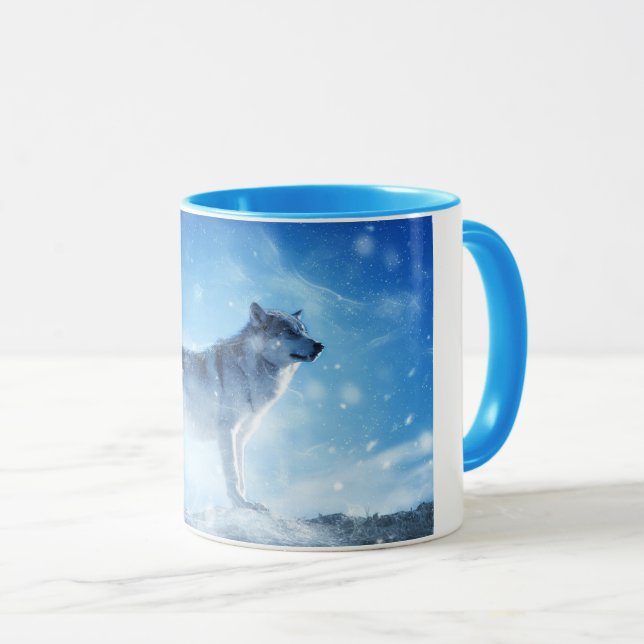 Taza combinada del lobo azul de la nieve (Anverso derecho)