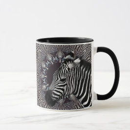 Taza combinada del negro del arte de la cebra