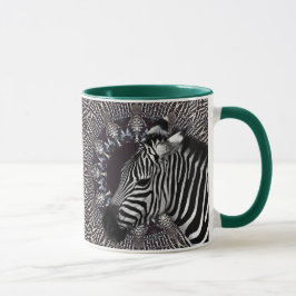 Taza combinada del verde del arte de la cebra