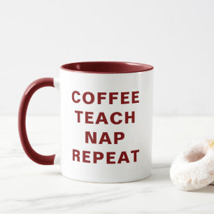 Taza Combinada Motivacional Café, Enseñar, Dormir,
