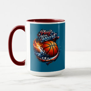 Taza Combinada Motivacional de Baloncesto Juega Co