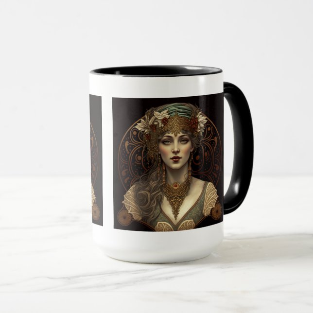 Taza combinada Mujer Art Nouveau, 15 oz (Anverso derecho)