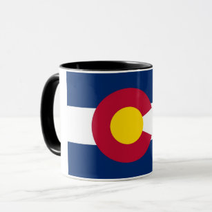 Taza combinada negra con la bandera de Colorado,