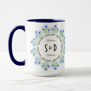 Taza combinada para boda grande Crocus Azul