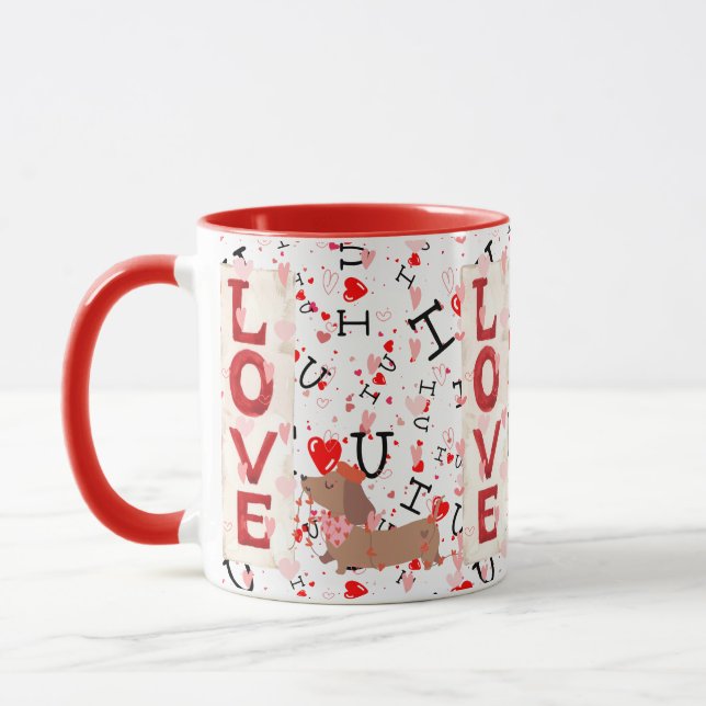Taza combinada roja con diseño de amor de San Vale (Izquierda)