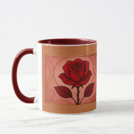 Taza Combo Art Deco Rosa Roja Granate