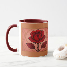Taza Combo Art Deco Rosa Roja Granate
