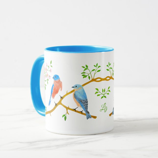 Taza Combo Azul Claro de Azulejos (Anverso izquierdo)