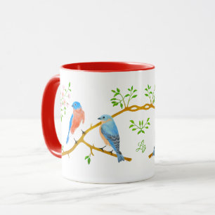 Taza Combo Azul y Rojo de Pájaros Azules