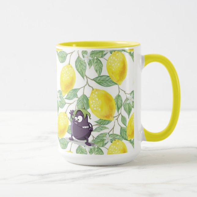 Taza Combo de 15 oz Berenjena Perdida en un Limone (Derecha)