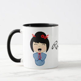 Taza Combo de 325 ml de Muñeca Kokeshi Negra