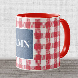 Taza Combo de color negro rojo y blanco con denim azul 