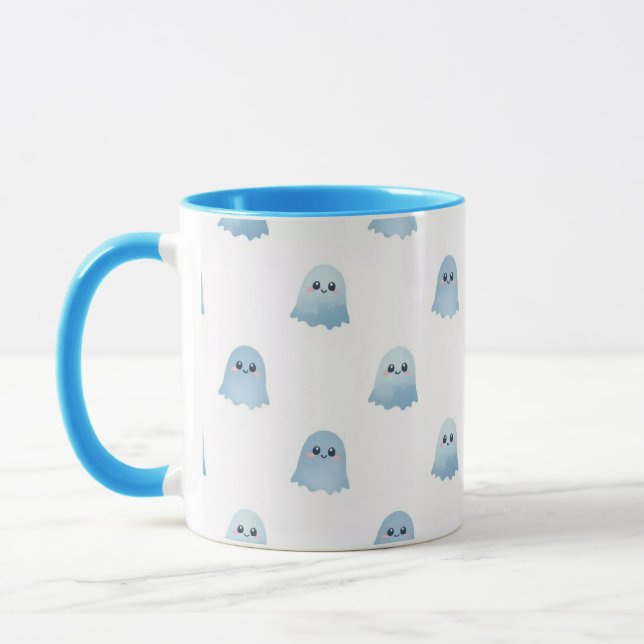 Taza Combo de Fantasma Boo con Acuarela Pastel (Izquierda)