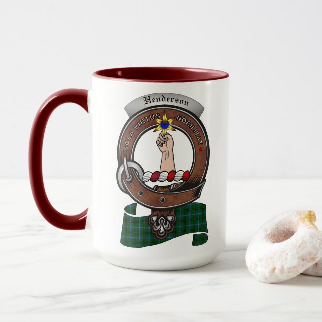 Taza Combo de la insignia de clan Henderson 15oz Mug (Con donut)