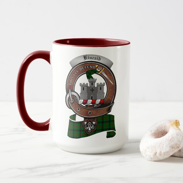 Taza Combo de la insignia de clan Kincaid 15oz Mug (Con donut)