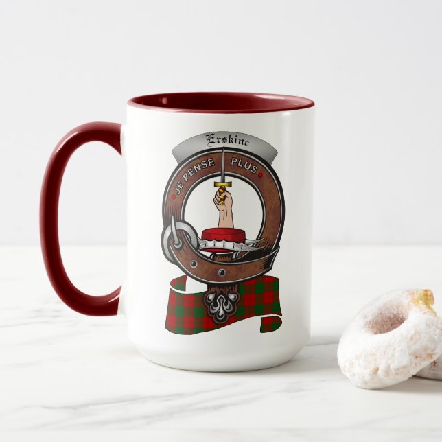 Taza Combo de la placa de clan Erskine 15oz Mug (Con donut)