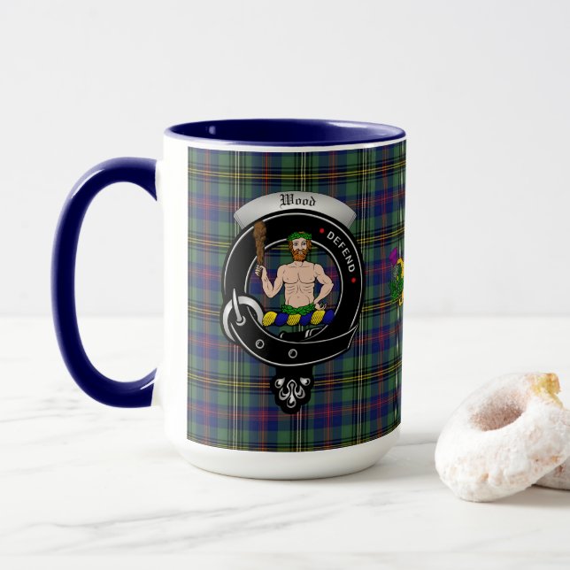 Taza Combo de placa de clan de madera 15oz Mug (Con donut)