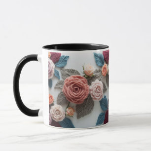 Taza Combo de Rosa Tejida Tonos Terrosos Lana Rú