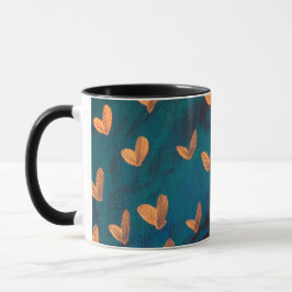 Taza combo de timbre de corazones dorados