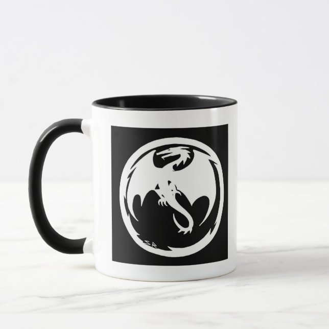 Taza combo Dragón Blanco negro (Izquierda)
