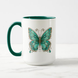 Taza Combo elegante de mariposa turquesa