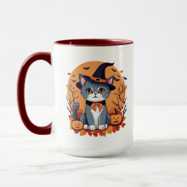Taza Combo grande para gato lindo de Halloween