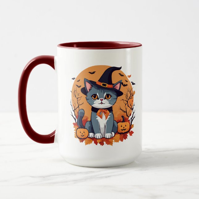 Taza Combo grande para gato lindo de Halloween (Izquierda)