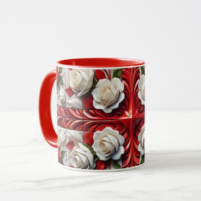 Taza Combo Mug con diseño de Rosas ingleses (Anverso izquierdo)