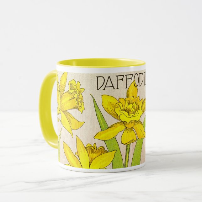Taza Combo mug con el diseño de Daffodil Amarillo!  (Anverso izquierdo)
