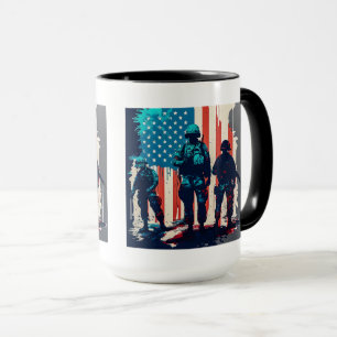 Taza Combo Mug de soldados estadounidenses de 15 oz