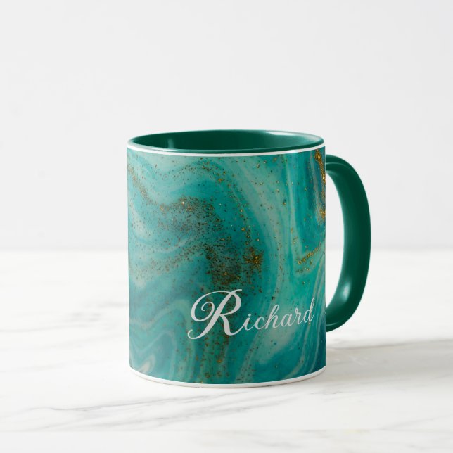 Taza Combo Mug personalizado: verde y acentos de oro (Anverso derecho)