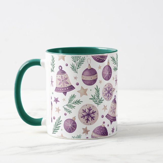 Taza Combo Mug – Whimsical Purple Holiday Design (Izquierda)