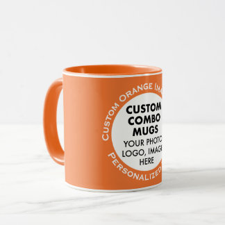 Taza Combo personalizado de foto + texto en naranja con