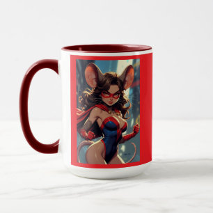 Taza combo rojo de SuperMouse Woman 2 caras