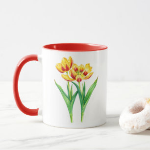Taza Combo Tulipanes Amarillos y Rojos