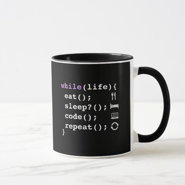 Taza Come Codigo Duerme Repite | Programador Minimalist (Derecha)