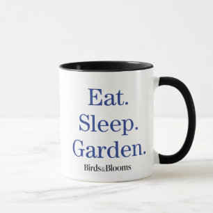 Taza Come. Duerme. Jardín.