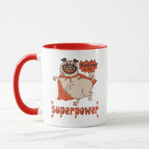 Taza Comer es mi sobrenombre rojo cloak pug estilo cómi